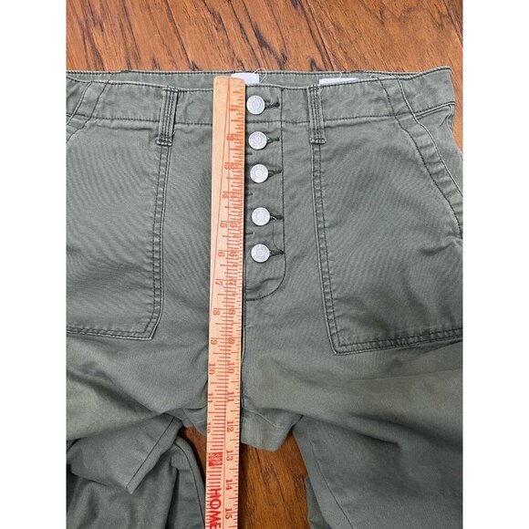 Gap High Rise Wide-Leg Button Fly Pants Green Cotton Stretch Utility Women's 8 - Picture 7 of 7